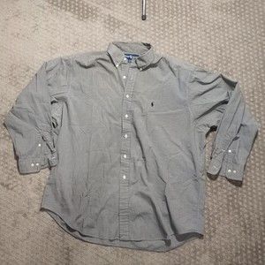 Mens Ralph Lauren Yarmouth Long Sleeve Button Up Shirt Size XL Gray Checkered